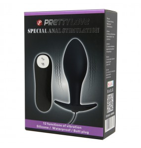 PRETTY LOVE Vibration Anal Pleasure Butt Plug (Black)